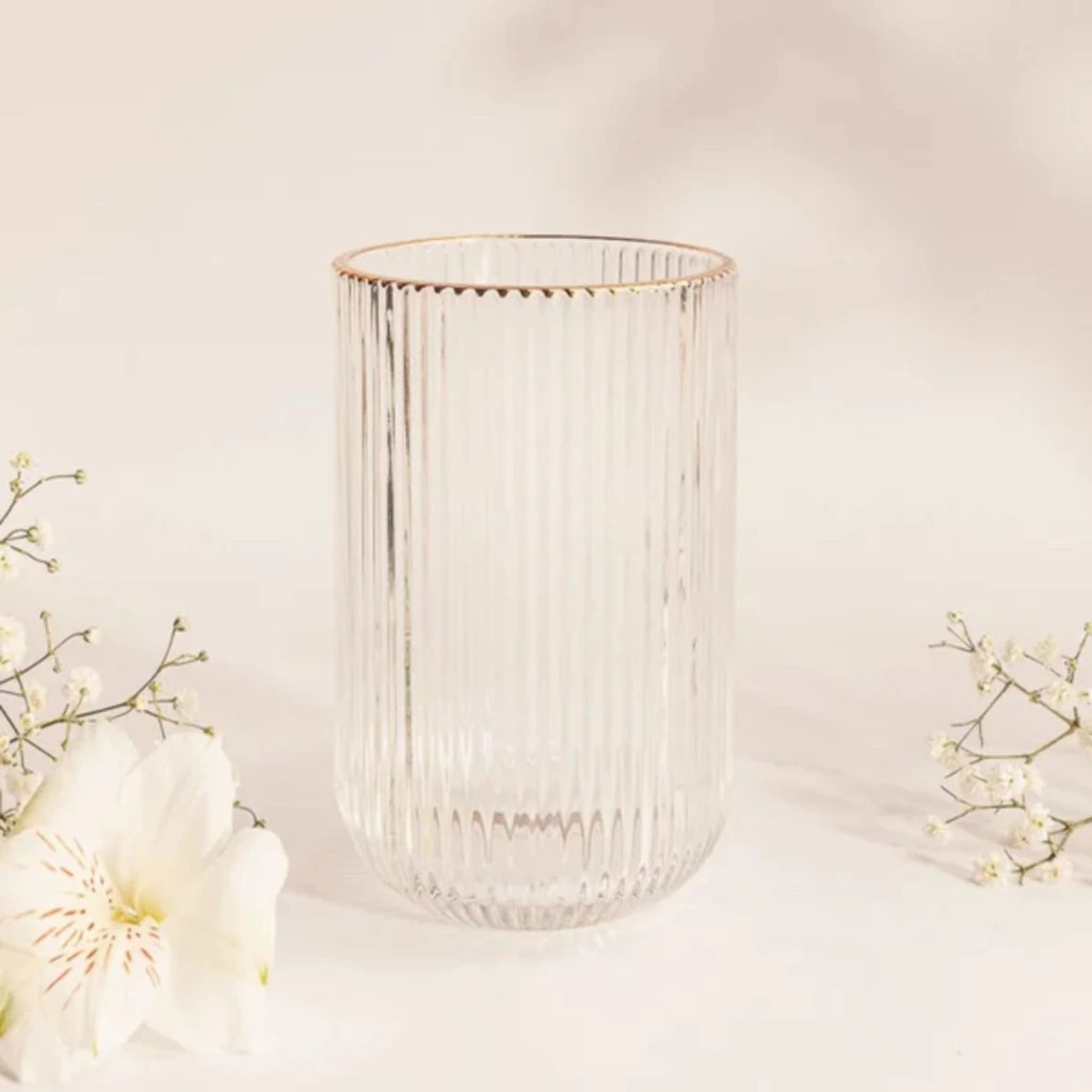 Jogo 6 Copos Altos 425ml Borda Dourada Cameratta