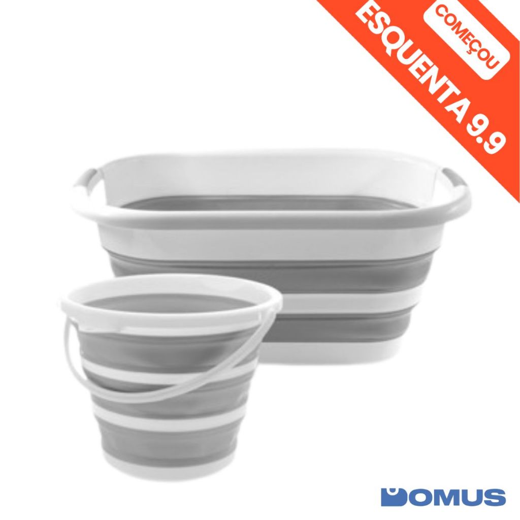 Kit Cesto 26L + Balde 10L Dobrável Retrátil Original Powermaid