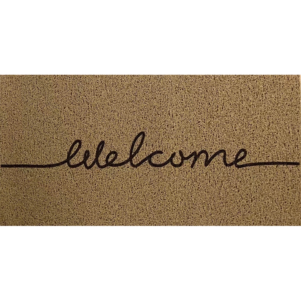 Tapete Porta Entrada Casa Capacho Vinil Welcome Bege 30x70cm